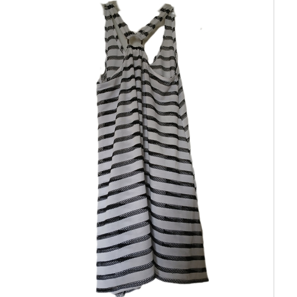 Cover Me Black and White Striped Dress Swim Cover Up Size S/P - Picture 4 of 5